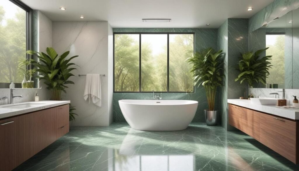 Mármore verde banheiro: elegância natural que eleva seu lar em luxo